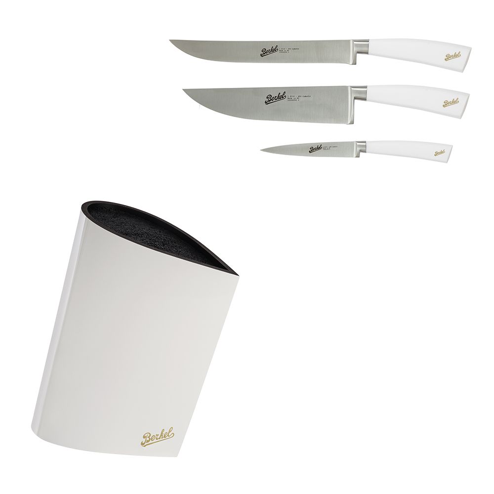 Ceppo Bag + Elegance Set 3 coltelli chef Bianco