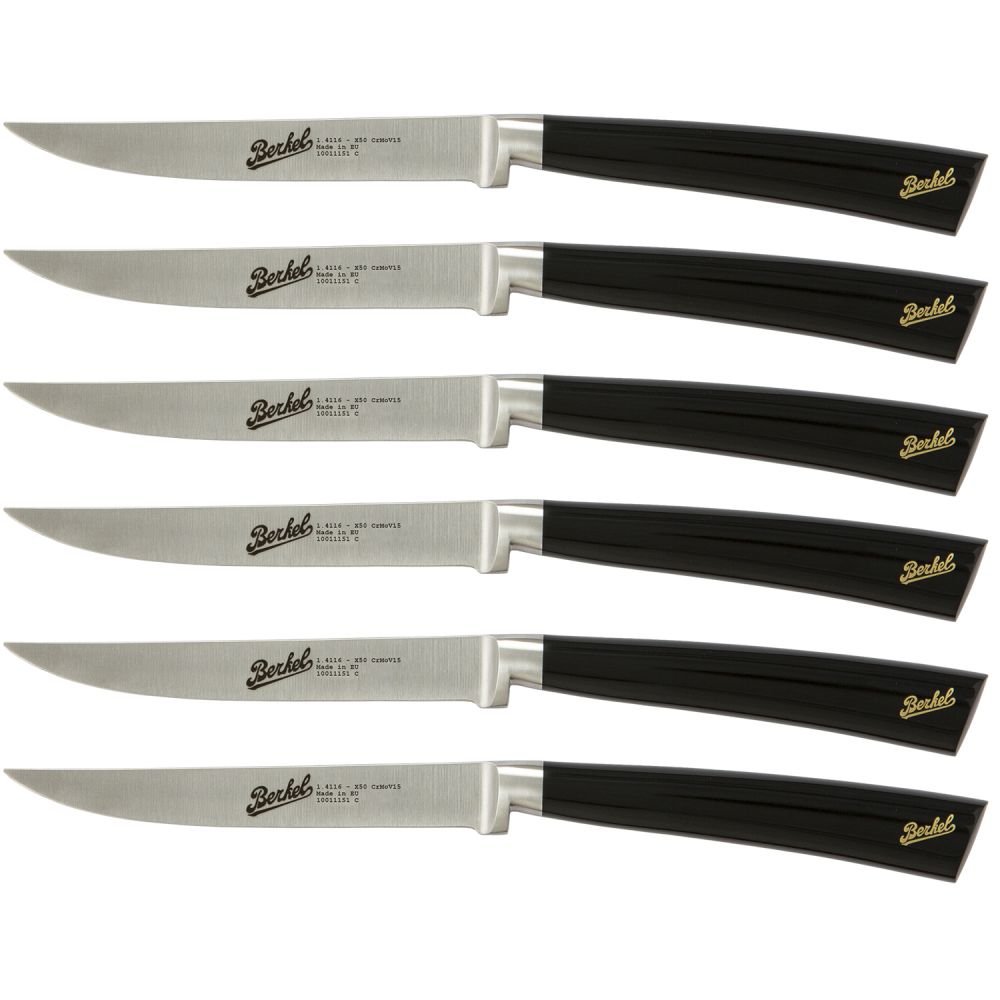 Elegance Set 6 coltelli da bistecca in acciaio Nero